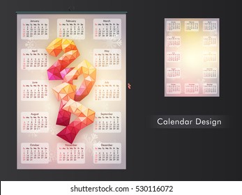 Complete Set of 12 Months, 2017 Calendar.