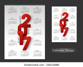Complete Set of 12 Months, 2017 Calendar.