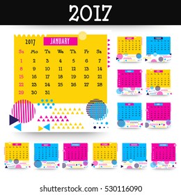 Complete Set of 12 Months, 2017 Calendar.