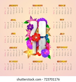 Complete Set of 12 Months, 2018 Calendar.