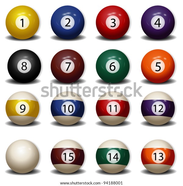 Complete Set Billiard Balls Stock Vector (Royalty Free) 94188001 ...