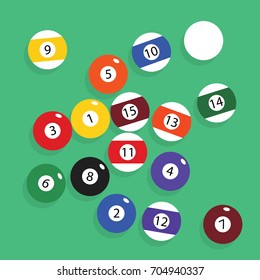 Complete Set of billiard balls vector illustration.