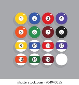 Complete Set of billiard balls vector illustration.