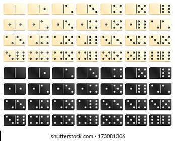 Complete set of black and white dominoes. Vector illustration 