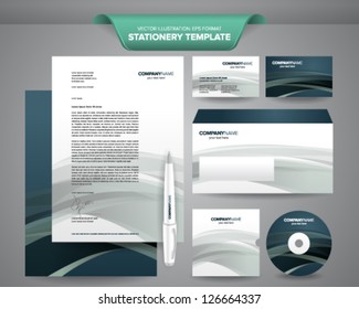 Complete set of business stationery template such as letterhead, envelope, business card, etc.
