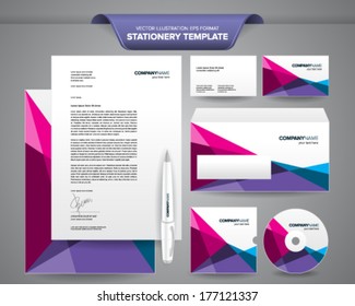 Complete set of business stationery templates such as letterhead, envelope, business card, etc with colourful and impressive brand identity.