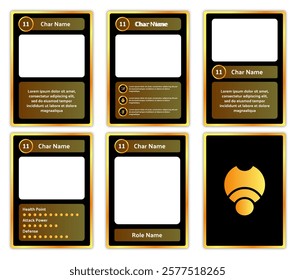 complete set of card game templates with fancy theme and light golden color for game material and printed card game