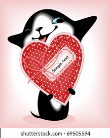 complete set of cards. Valentines Day. heart and a kitten 6. Similar in a portfolio