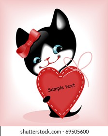 complete set of cards. Valentines Day. heart and a kitten 7. Similar in a portfolio