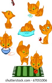 The complete set of cheerful red kittens