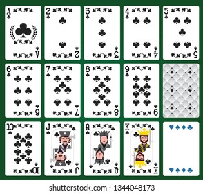 Complete set of clubs, playing cards