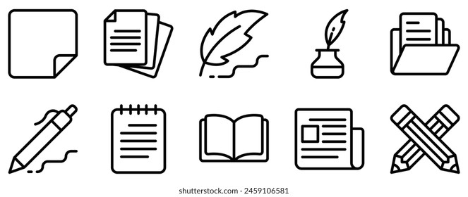 Complete Set of Copywriting Icons in Line Style