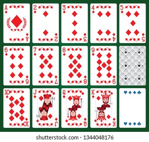 Complete set of diamonds, playing cards