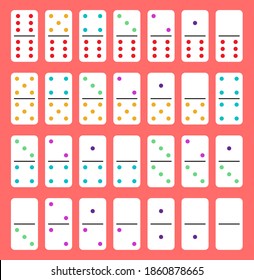 Complete set of Domino in flat design. Colorful, cute, easy to recolor. For kids. Vector Illustration.