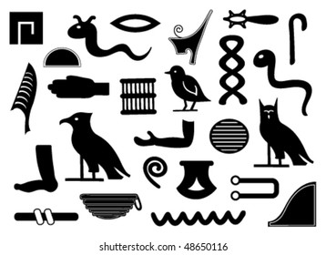 Complete set of Egyptian hieroglyphs