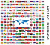 Complete set of Flags of the world sorted alphabetically with official colors and details