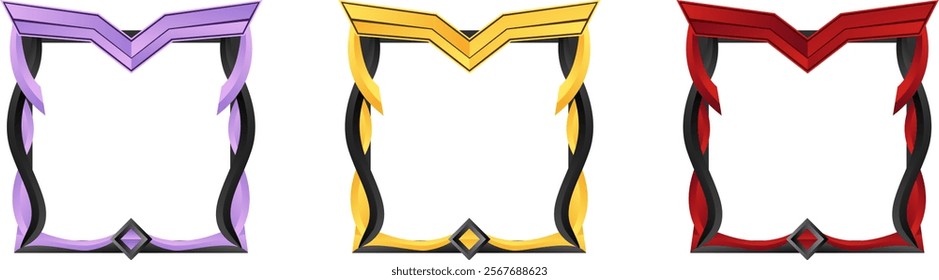 complete set of game avatar borders with modern and sophisticated themes, for social media frames and in-game materials