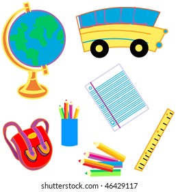 A complete set of graphical images on a same theme , ie back to school , great for student teacher gift or back to school theme.