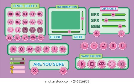 A complete set of graphical user interface (GUI) to build 2D video games