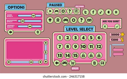 A complete set of graphical user interface (GUI) to build 2D video games