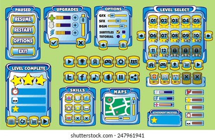 Complete set of graphical user interface (GUI) to build 2D games