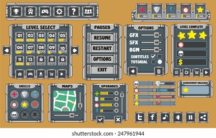 Complete set of graphical user interface (GUI) to build 2D games