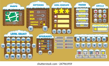 Complete set of graphical user interface (GUI) to build 2D games