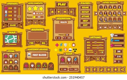 Complete set of graphical user interface (GUI) to build 2D video games