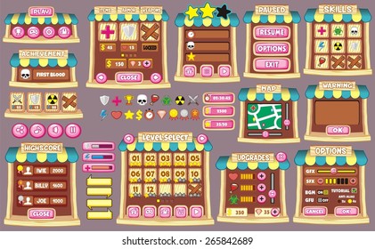 Complete set of graphical user interface (GUI) to build 2D video games