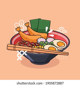 complete set japanese tempura ramen udon noodle