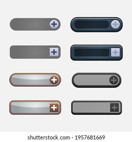 Complete set of level button game pop-up, icon, window and elements for creating medieval RPG video games