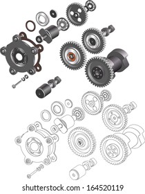 The complete set mechanisms and gears 