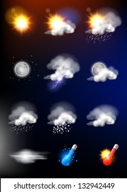 Complete Set Of Modern Realistic Weather Icons.