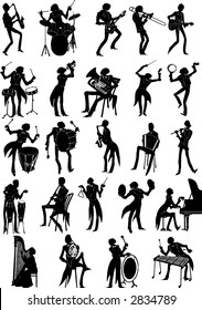 Complete set o musician silhouettes