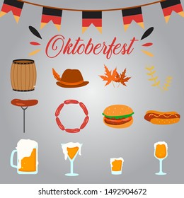 a complete set of octoberfest vector elements ready to use