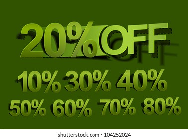 Complete set of sale off green stickers design element.