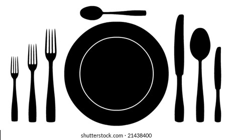 complete set of silverware for dinner in vector design