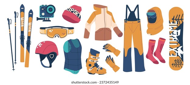 Complete Set of Snowboarding Top-quality Equipment. Board, Bindings, Boots, Skis, Clothes, Helmet, Goggles and Camera