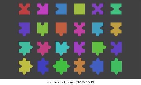 Complete set of square puzzle pieces background