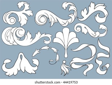 The complete set of various cartuches for use in design.