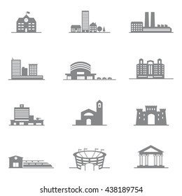 complete set of vector icons city buildings most important of the city 's