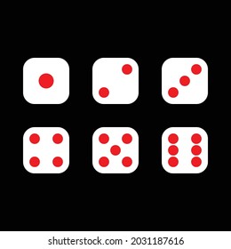 Complete set of white dice icons. Simple flat design.