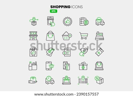 Complete Shopping Icon Collection: Boost Your Business Visuals Instantly,  Online shopping, store, delivery, promotion and shopping cart symbol vector EPS 10