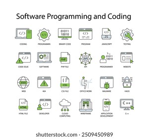 Complete Software Development Icon Collection: Programming  Developer icons set.