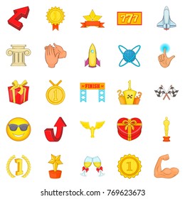 Complete success icons set. Cartoon set of 25 complete success vector icons for web isolated on white background