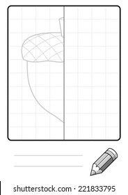 Complete the Symmetrical Drawing: Acorn (one page drawing task)