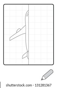 Complete the Symmetrical Drawing: Airplane (one page drawing task)