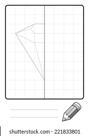 Complete the Symmetrical Drawing: Diamond (one page drawing task)