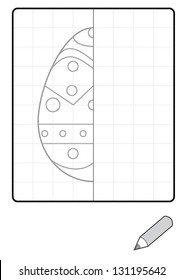 Complete the Symmetrical Drawing: Easter Egg (one-page drawing task with grid)