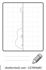 Complete the Symmetrical Drawing: Guitar (single page drawing task)